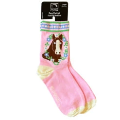 Epona Pony Portrait Socks, Three Colors, Junior -Horse Supply Store L epona pony portrait socks pink 63773.1622407686.1280.1280