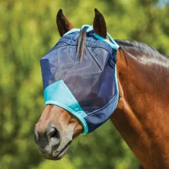 Weatherbeeta Comfitec DELUXE Fine Mesh Mask, No Ears, 4 Sizes -Horse Supply Store l 1006938000 NAVYTURQUOISE fine mesh Mask Image Hero Null 70505.1648067100.1280.1280