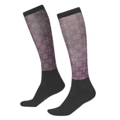 Kerrits Kids Dual Zone Boot Socks, Admiral Hoofprint Chevron & Raisin Bit Of Frost -Horse Supply Store l 30453 DualZoneBookSock RaisinBitofFrost 01 17988.1666048356.1280.1280