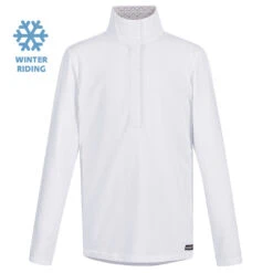 Kerrits Kids Winter Show Circuit Long Sleeve Show Shirt, White With Silver Bit Trim