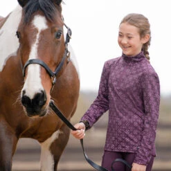 Kerrits Kids Up Tempo Fleece Tech Top, Raisin Bit Of Frost -Horse Supply Store l 60276P KidsUpTempoFleeceTechTop 60543 KidsPowerStretchKneePatchPocketTight 02 68865.1665431181.1280.1280