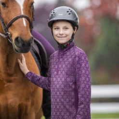 Kerrits Kids Up Tempo Fleece Tech Top, Raisin Bit Of Frost -Horse Supply Store l 60276P KidsUpTempoFleeceTechTop 60555P KidsThermoTechTFulLegTight 01 61130.1665431182.1280.1280