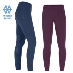 Kerrits Kids Power Stretch Winter Pocket Knee Patch Tight, Admiral & Raisin