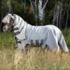 Amigo Rambo Petite Hoody Fly Sheet, Grey With Beige/Baby Blue/Navy, 33" - 48" -Horse Supply Store l AOAP6C JMCB petite hoody 01123.1648674253.1280.1280