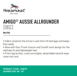 Amigo Aussie All-Rounder Fly/UV Sheet, Disc Front, Blue Check/Electric Blue, 54" - 69" -Horse Supply Store l amigo aussie allrounder disc label 95300.1678918975.1280.1280