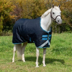 Amigo Pony Bravo 12 Medium Turnout, Navy/Turquoise/Aqua, 45" - 69"