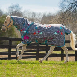 Amigo Pony Plus Turnout Sheet, Origami With Teal Trim, 45" - 69"