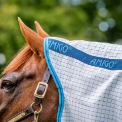 Amigo Aussie All-Rounder Fly/UV Sheet, Disc Front, Blue Check/Electric Blue, 54" - 69" -Horse Supply Store l aussie afrp9t b5ae 7 69444.1678918975.1280.1280