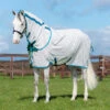 Amigo Aussie All-Rounder Fly/UV Sheet, Disc Front, Blue Check/Electric Blue, 54" - 69" -Horse Supply Store l aussie white with blue 34718.1678918975.1280.1280