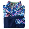 Belle & Bow Fleece Pullover/Base Layer, Navy With Jacks Pattern