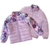 Belle & Bow Reversible Puffer Jacket, Lavender With Flower Power Pattern -Horse Supply Store l bb puffer jacket both 03663.1666228365.1280.1280