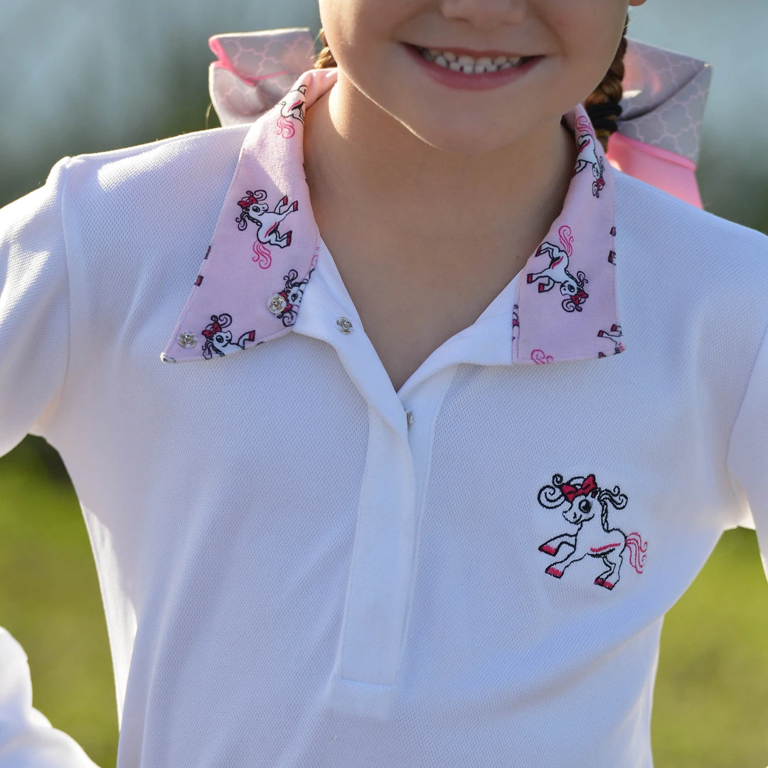 Belle & Bow Show Shirt, White, Sizes 12 Months - 5 Years 4 Belle & Bow Show Shirt, White, Sizes 12 Months - 5 Years - Image 2