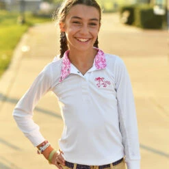 Belle & Bow Long Sleeve Show Shirt, Pink Belles, Sizes 2 - 10 Years