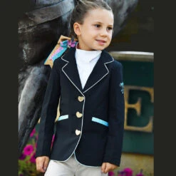 Belle & Bow Sweetheart Show Coat, Black/Turquoise, Sizes 2 - 6 Years