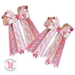 Bows To The Shows, Pink Horses, Pink Horses With Pink/Aqua Plaid