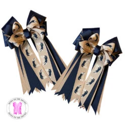 Bows To The Shows, Hunters On Tan With Navy & Tan