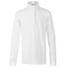 Kerrits Kids Encore Long Sleeve Show Shirt, White With Gray/Tan Trim -Horse Supply Store l kerrits kids encore shirt front 51664.1584468984.1280.1280