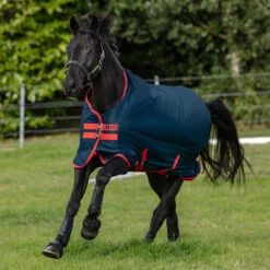 Horseware Mio Lite Turnout Sheet, Dark Blue With Red, 45" - 69"