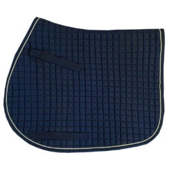 PRI Cotton Quilted Pony Saddle Pad -Horse Supply Store l pri pad navy tan 25788.1620583905.1280.1280