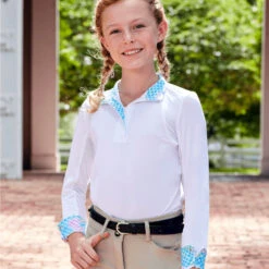 RJ Classics Maddie Jr 37.5 Shirt, White With Mermaid Tie Dye Trim, XXS - XL -Horse Supply Store l rj classics MADDIE JR ls Mermaid 04023.1674578527.1280.1280