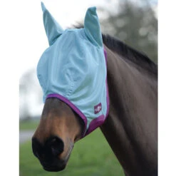 Saxon Mesh Fly Mask With Ears, Pony & Cob -Horse Supply Store l saxon mesh mask blue purple rose 96710.1583721228.1280.1280