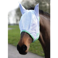 Saxon Mesh Fly Mask With Ears, Pony & Cob -Horse Supply Store l saxon mesh mask white mint blue 34539.1583721228.1280.1280