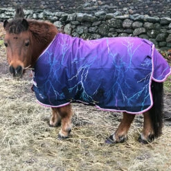 Shires Miniature Highlander Rain Sheet, Purple Lightning, 33" - 48"