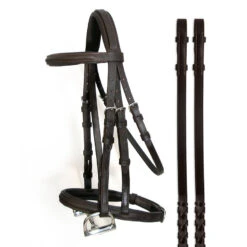 McBride Padded, Raised Bridle, English Leather, Small Pony Havana