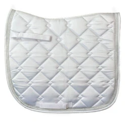 Equine Couture Satin Pony Dressage Pad With Silver Sparkle Trim -Horse Supply Store l tuffrider satin dressage pad white IMG 8460 04197.1632791942.1280.1280
